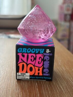Needoh Groovy Jewel Pink Sparkly Squishy Toy